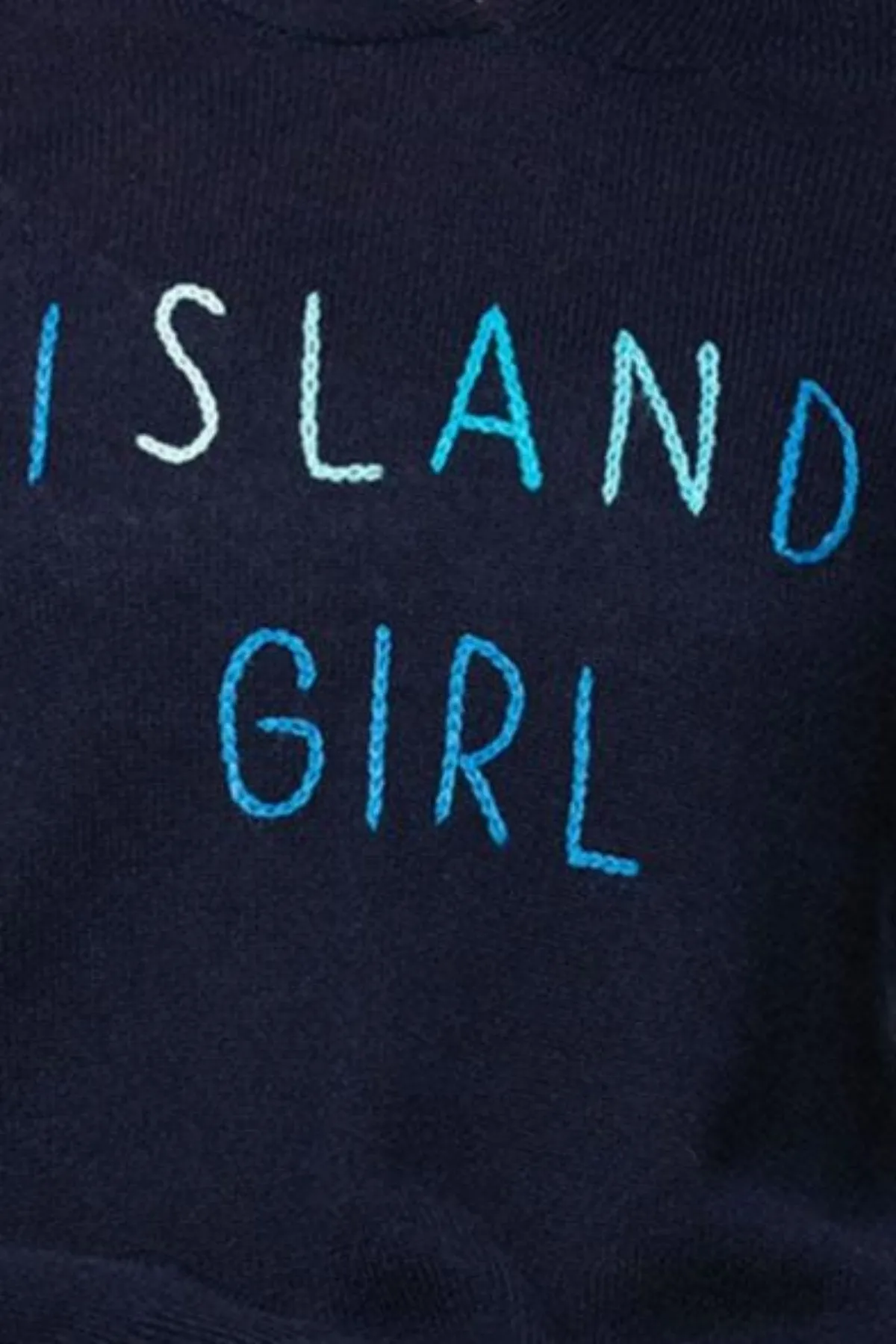 100% Cashmere Hoodie Sweater in Black with Island Girl Embroidery Stitch