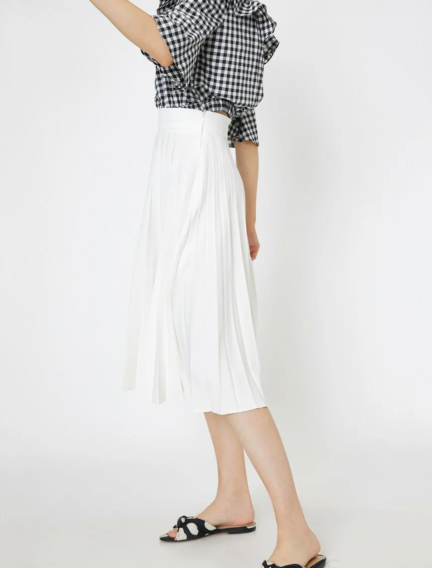 12201 Fawn Frill Detailed Midi Skirt