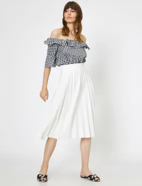 12201 Fawn Frill Detailed Midi Skirt