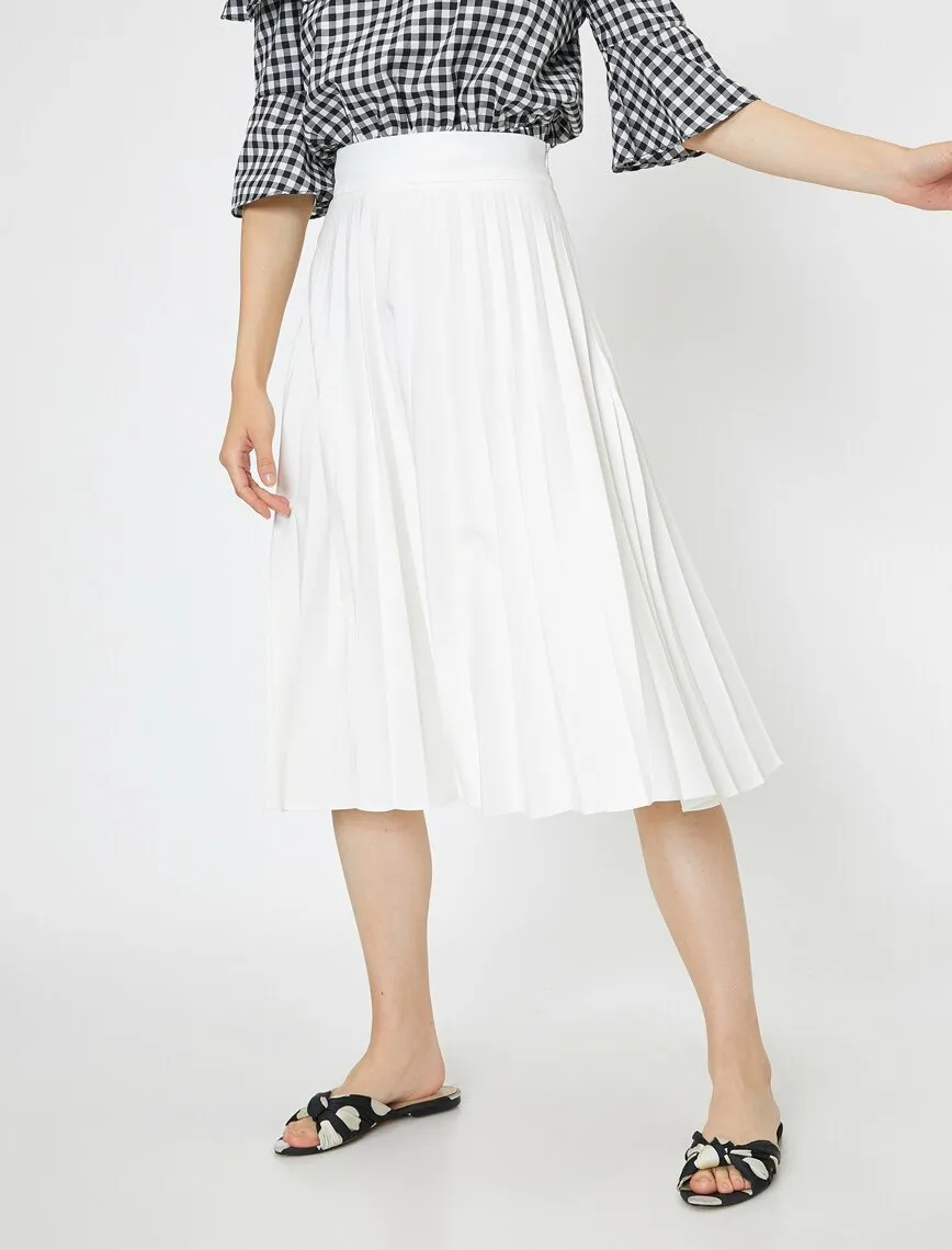 12201 Fawn Frill Detailed Midi Skirt