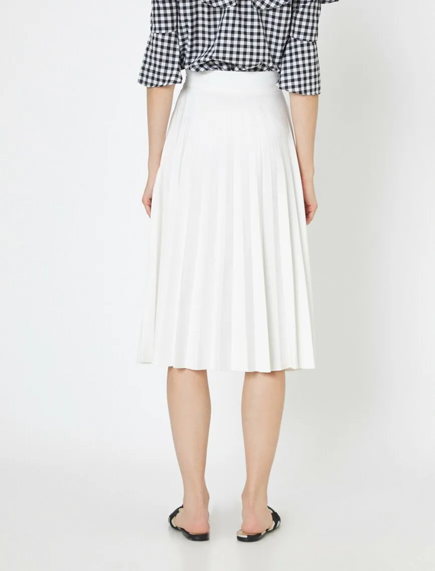 12201 Fawn Frill Detailed Midi Skirt