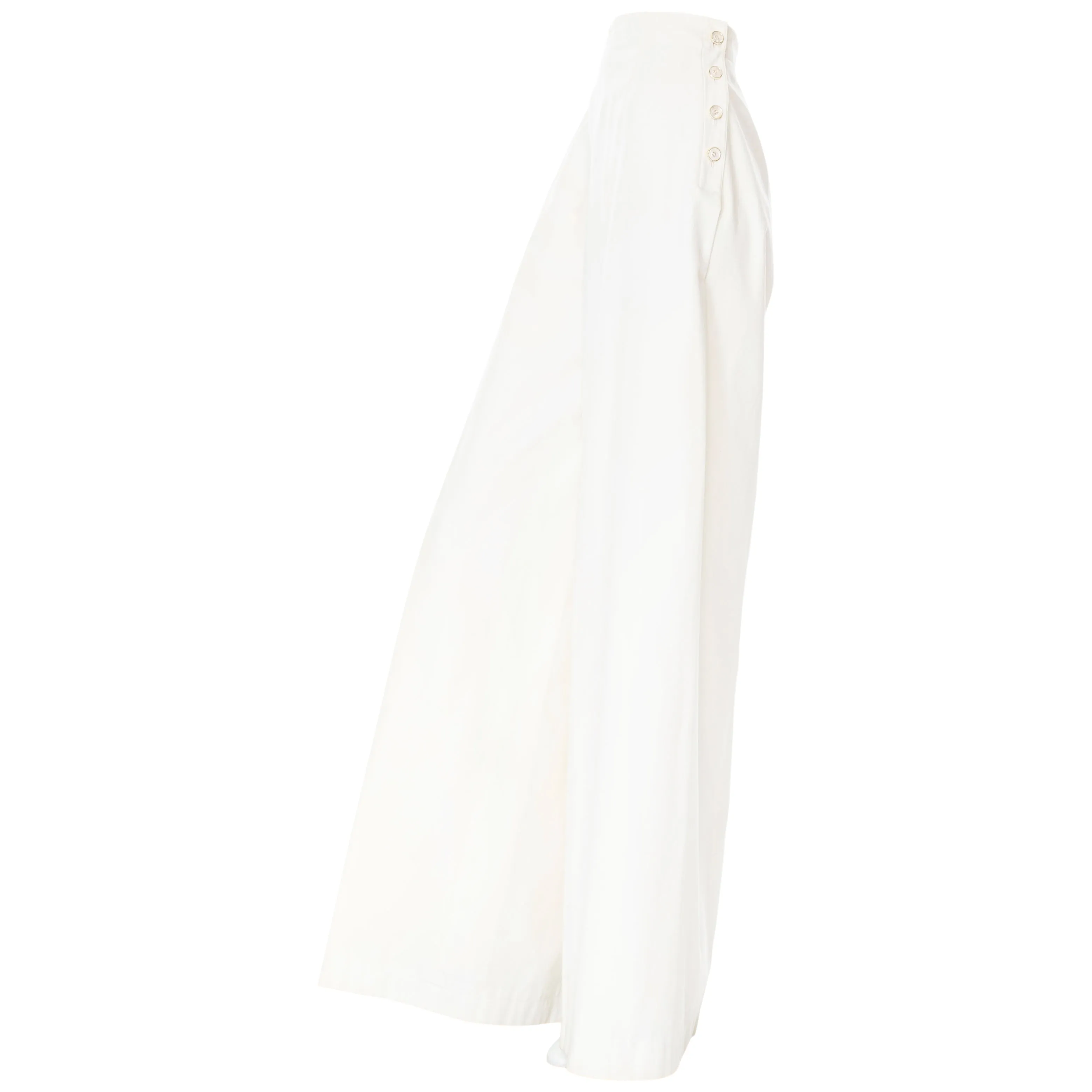 1990s White Cotton Wide-Leg Sailor Pants