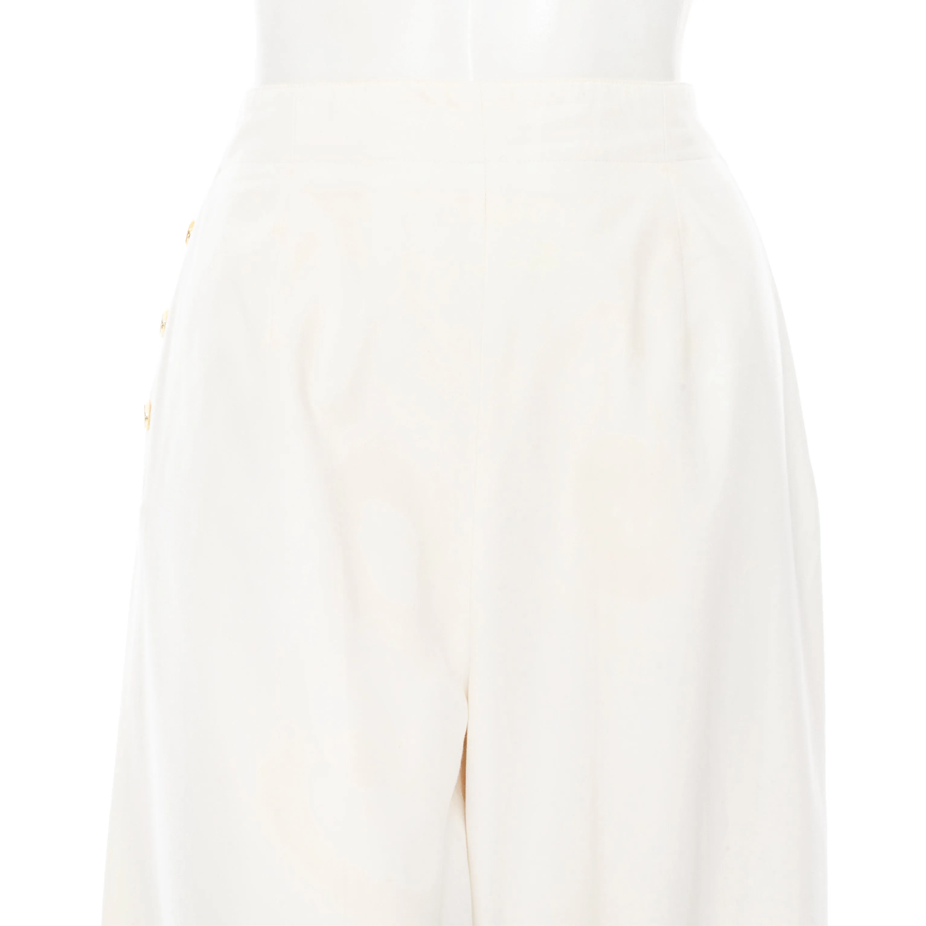 1990s White Cotton Wide-Leg Sailor Pants