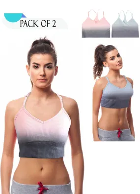 2 Pack Crop Tops Bralette For Women Tank Adjustable Camisole with Removable Pad