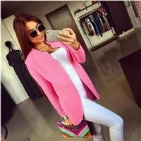 2016 Popular New Fashion Casual Autumn Basic Jackets Full Sleeve Outwear Solid Open Stitch Coats Women Jacket Clothing