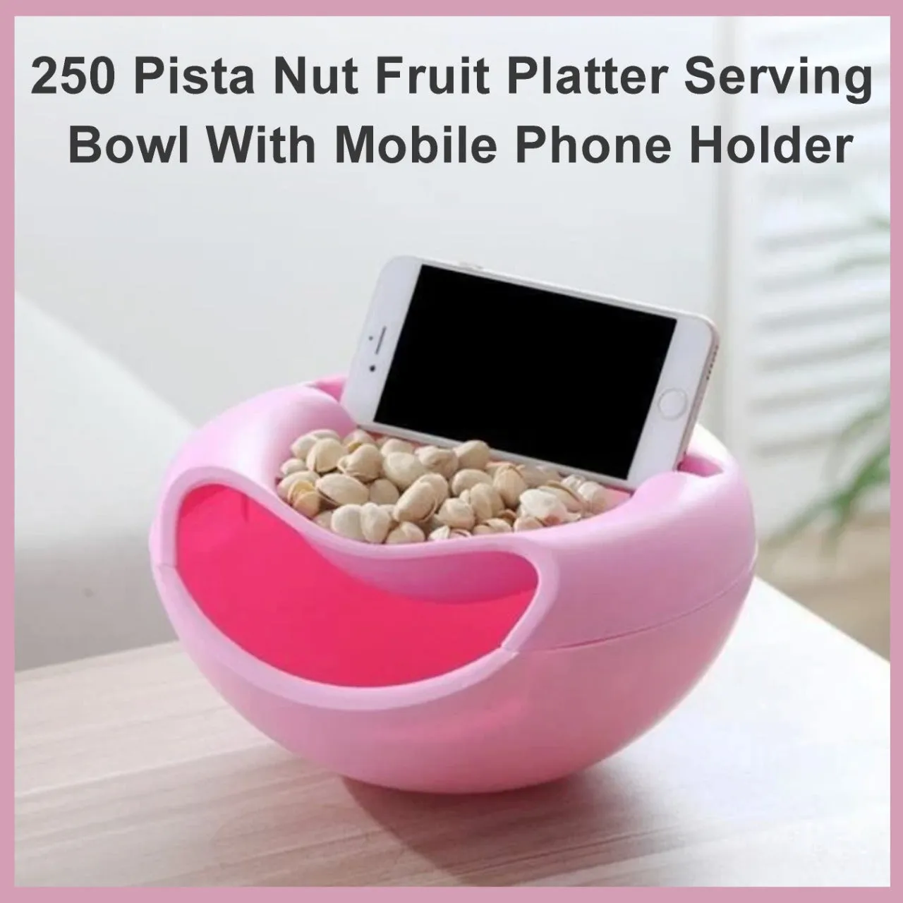 250 Pista Nut Fruit Platter Serving Bowl With Mobile Phone Holder by HomeFast