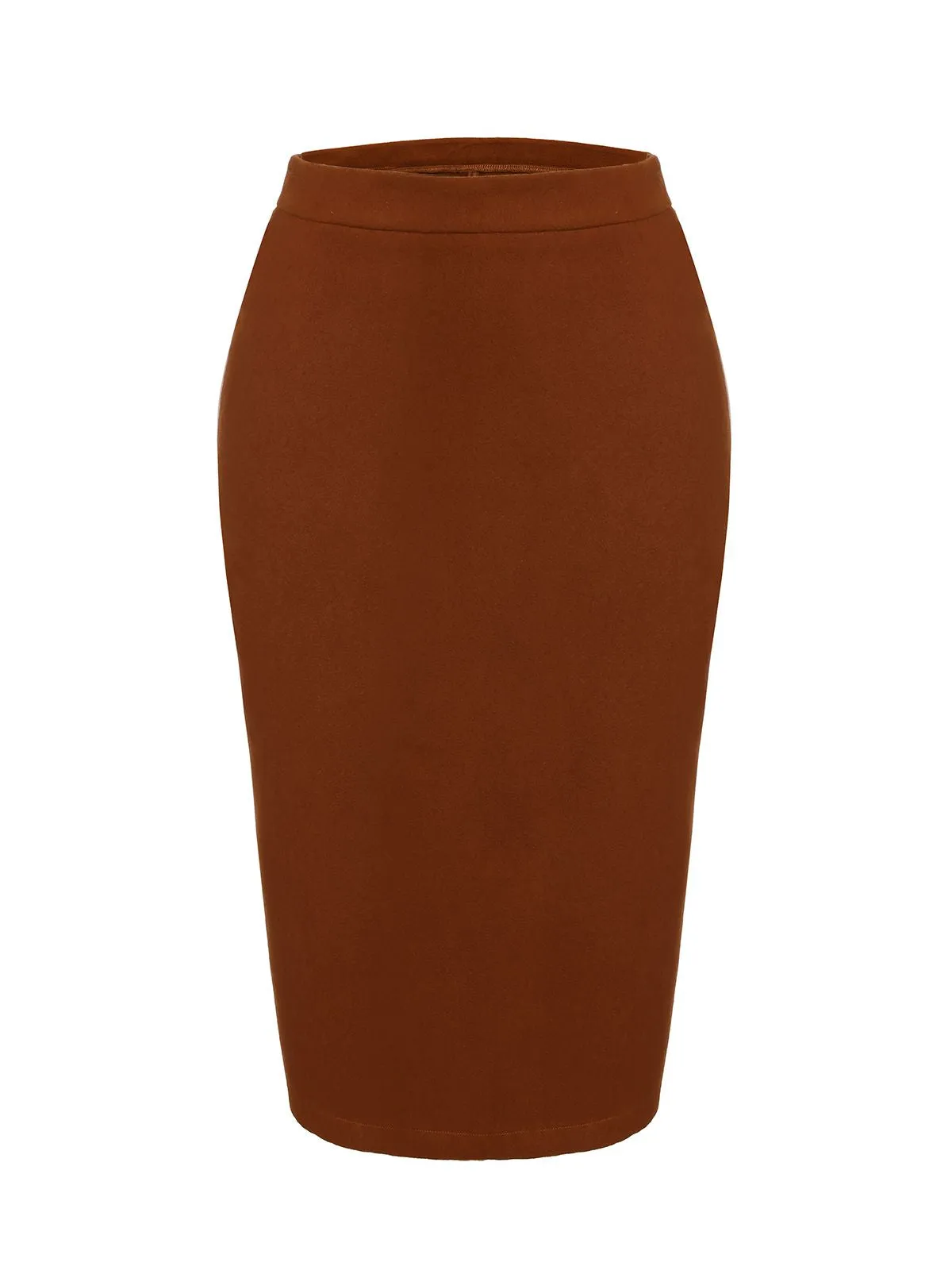 2PCS Brown 1960s Button Top & Pencil Skirt