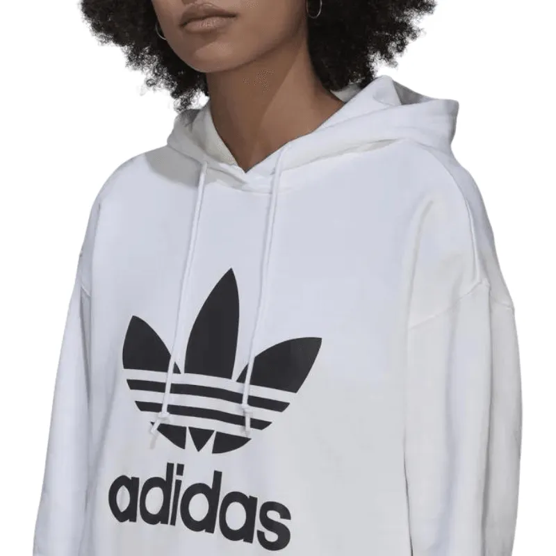 Adidas Womens White Trefoil Hoodie