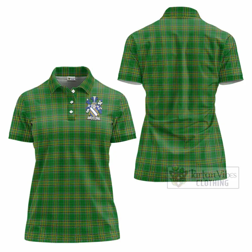 Aland Irish Clan Tartan Women's Polo Shirt with Coat of Arms