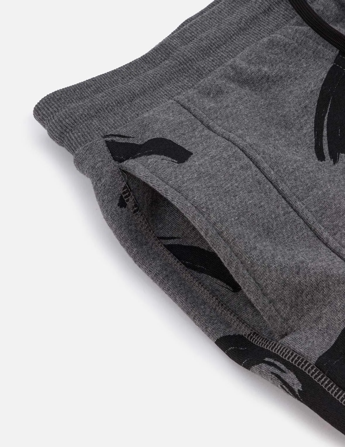 Allover Brushstroke Seagull and Logo Print Straight Fit Sweatpants