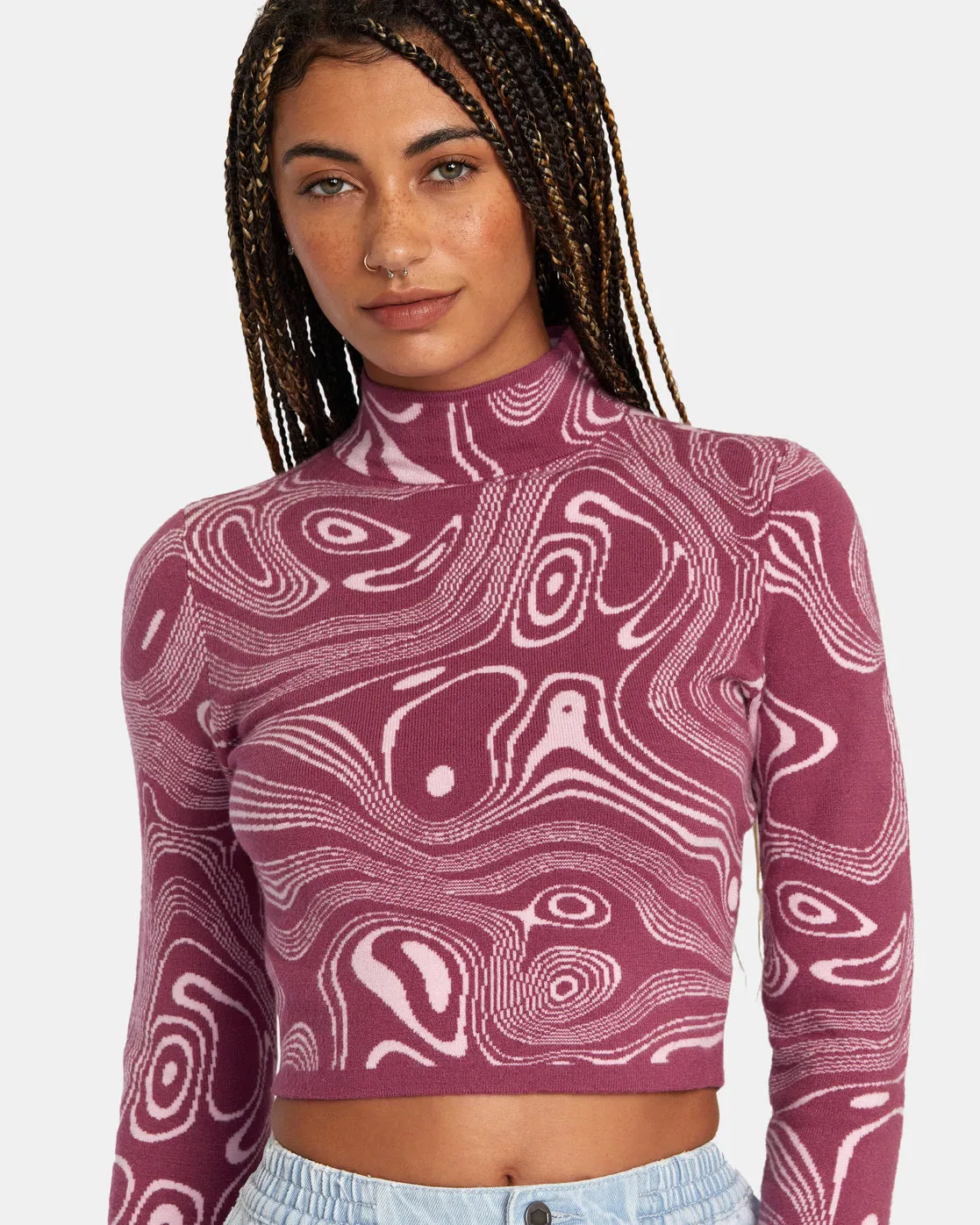 Après Sweater Long Sleeve Crop Top - Mulberry