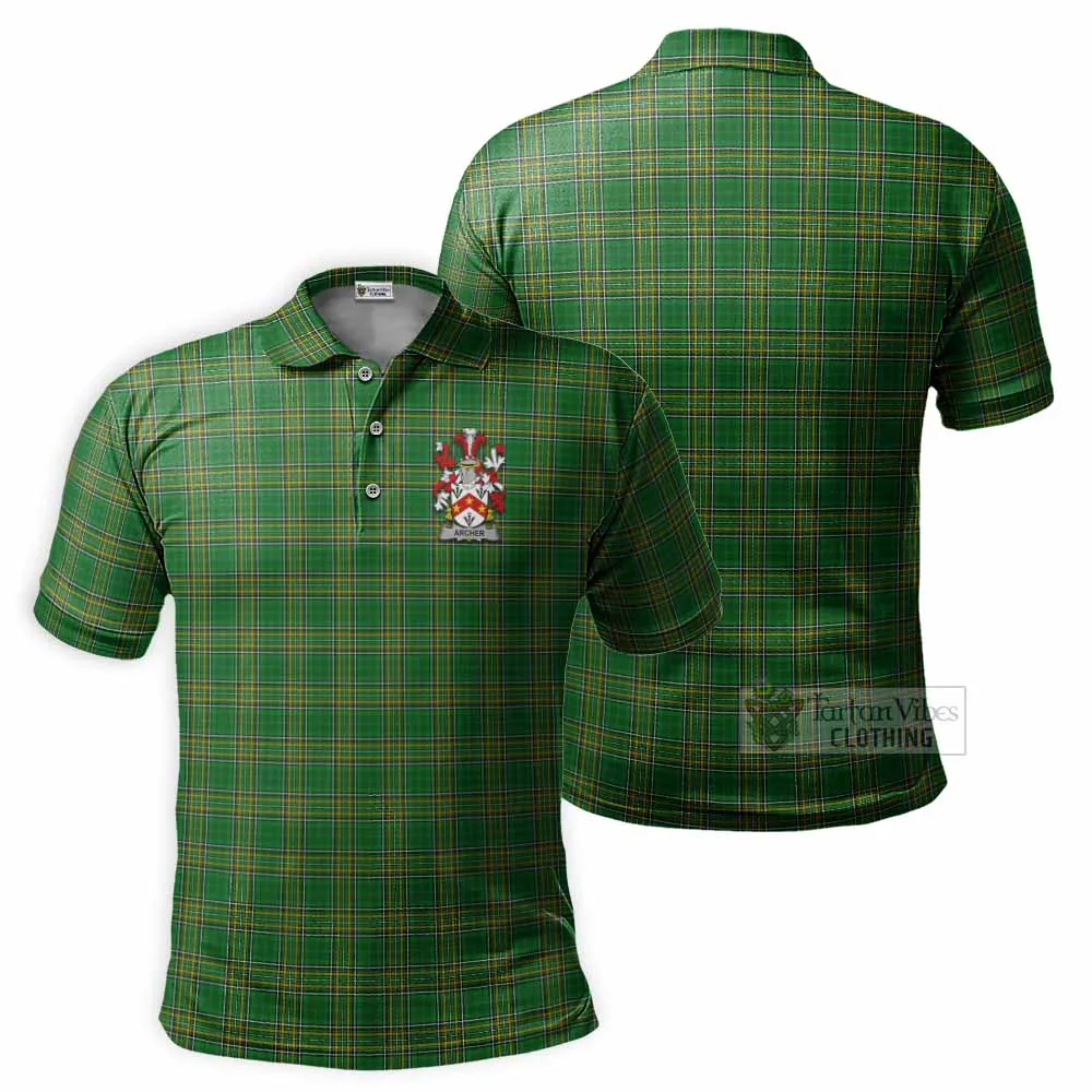 Archer Irish Clan Tartan Men's Polo Shirt with Coat of Arms