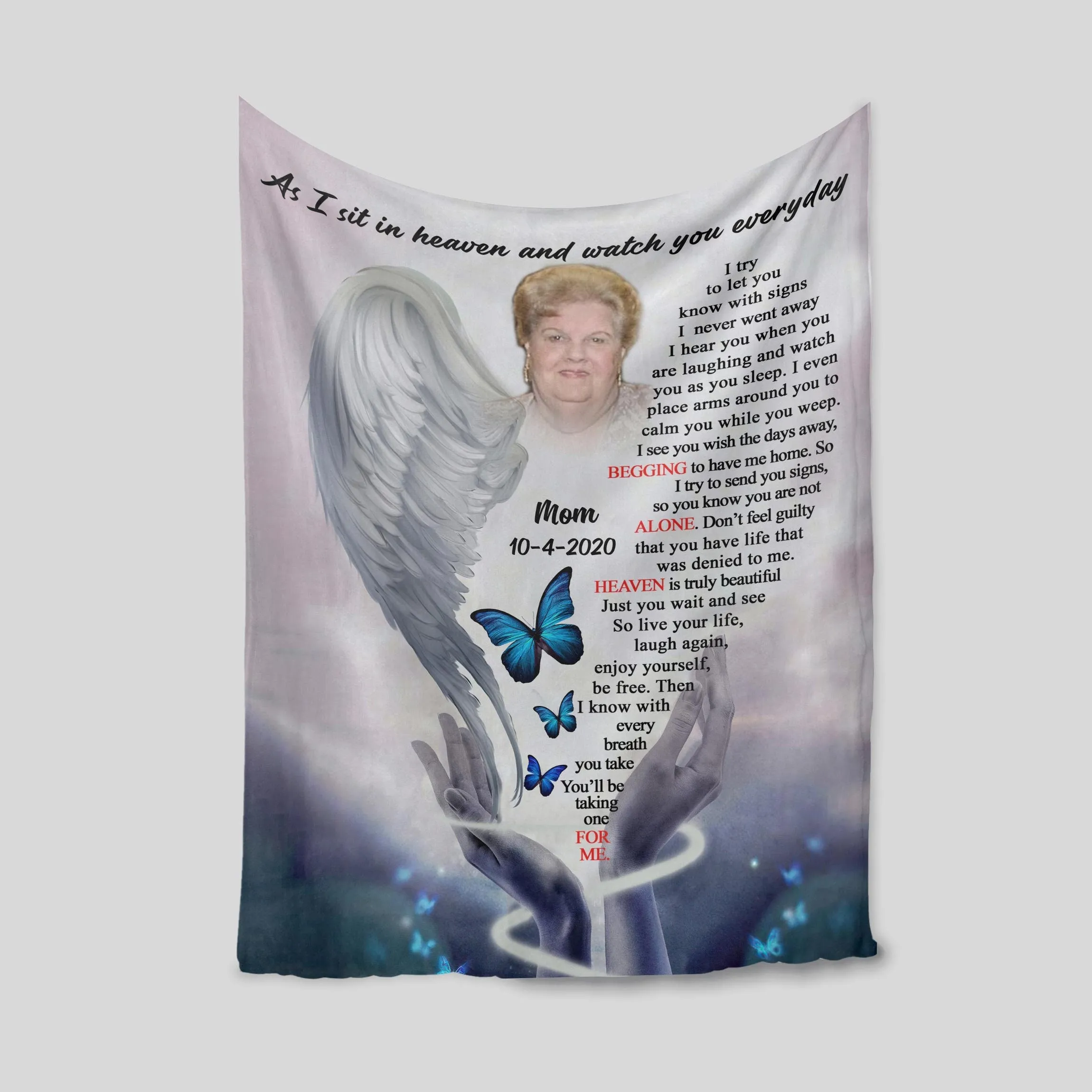 As I Sit In Heaven Watching You Everyday Blanket, Personalized Name Blanket, Custom Photo Blanket, Memorial Blanket, Family Throw Blanket