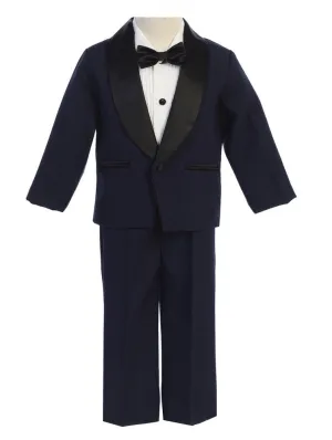 Baby Boys Navy Black Jacket Pants Shirt Bowtie 4 Pc Tuxedo 3-24M