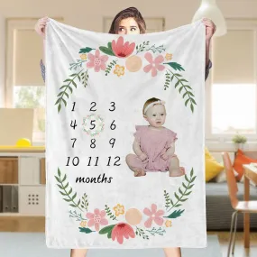 Baby Photo Blanket Personalized Birth Fleece Blanket