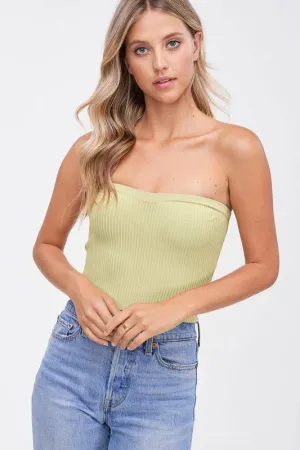 Baines Strapless Sweater Crop Top Sage