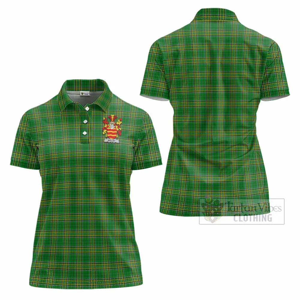 Ballet Irish Clan Tartan Women's Polo Shirt with Coat of Arms