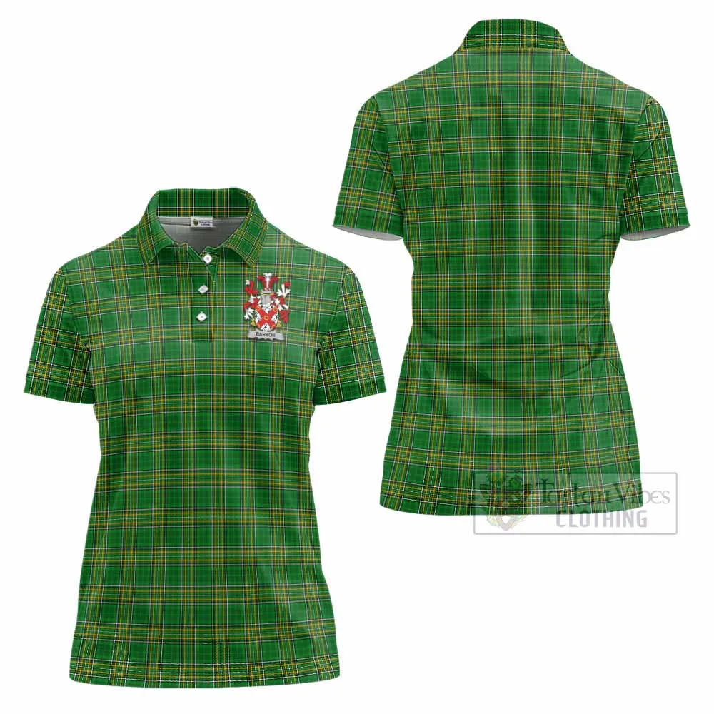 Barron Irish Clan Tartan Women's Polo Shirt with Coat of Arms