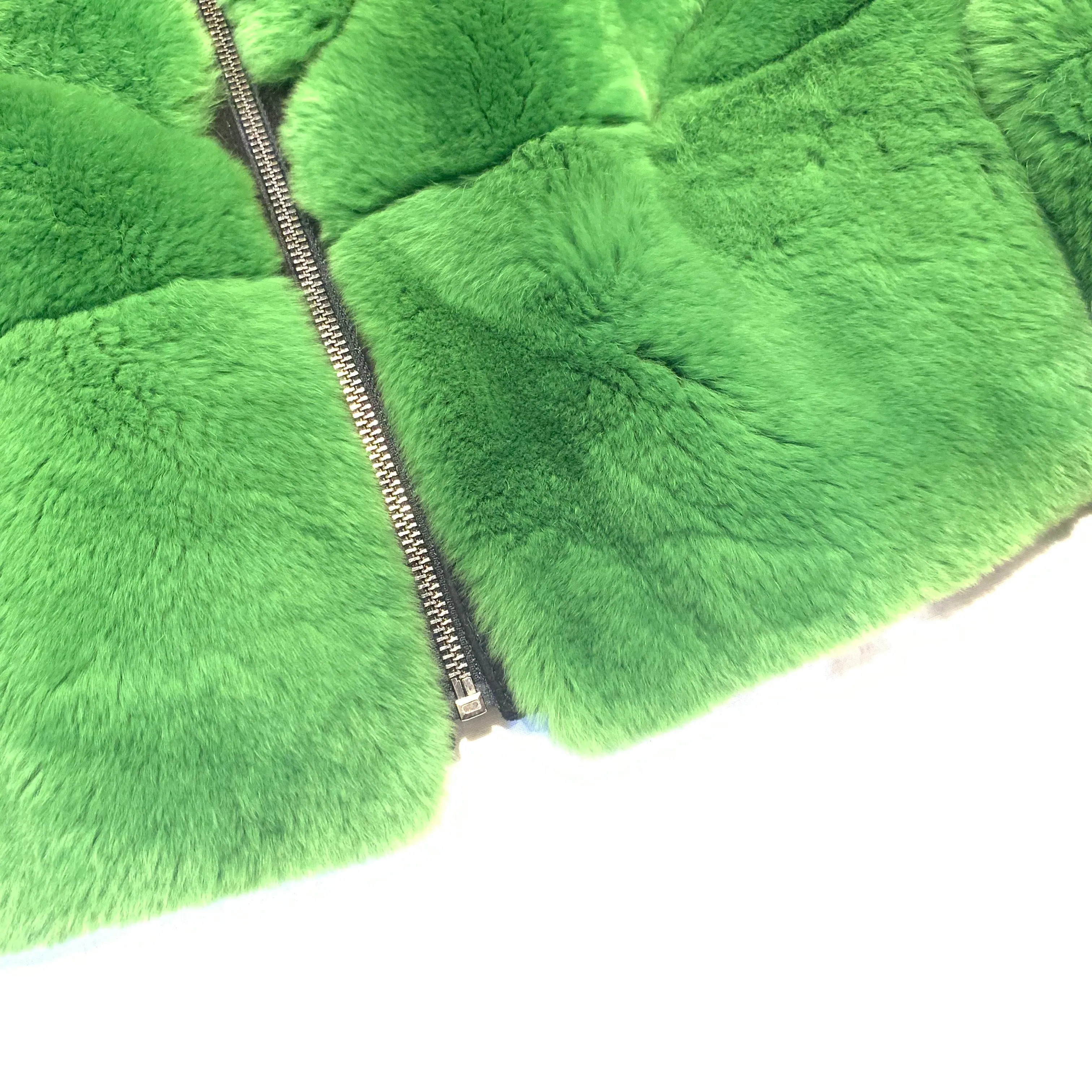 Barya NewYork Ladies Cim Yesil Green Rex Chinchilla Fur Coat