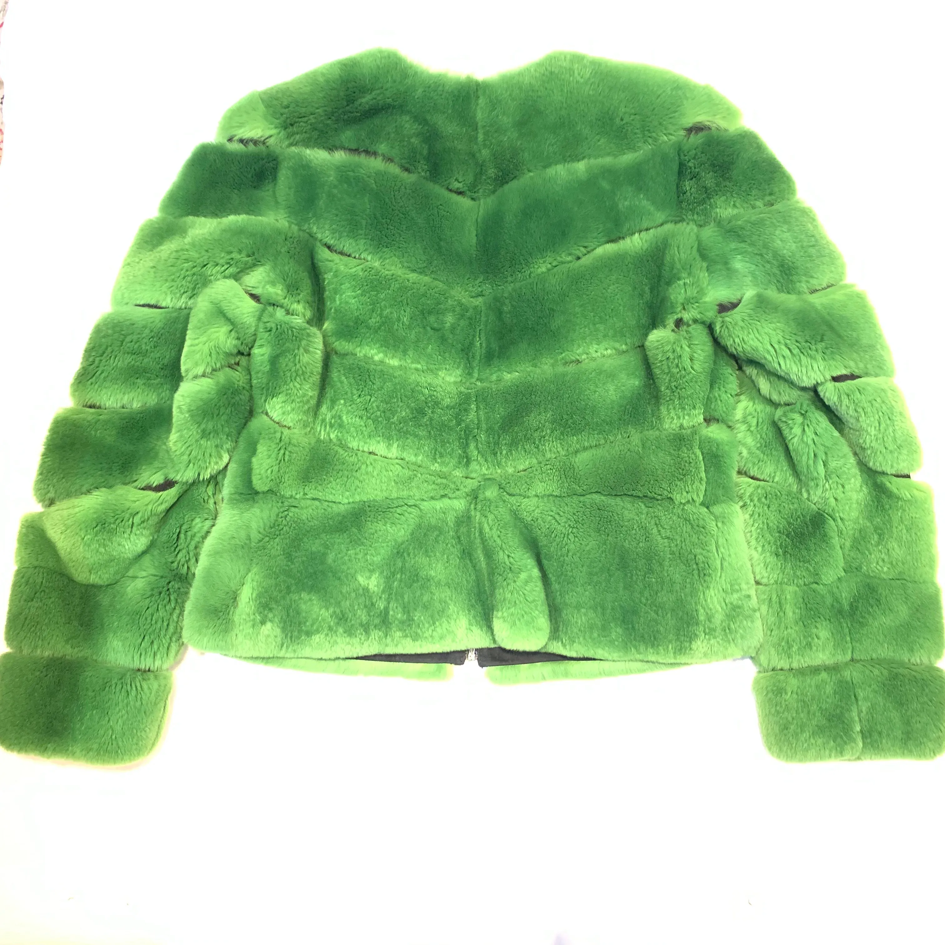 Barya NewYork Ladies Cim Yesil Green Rex Chinchilla Fur Coat