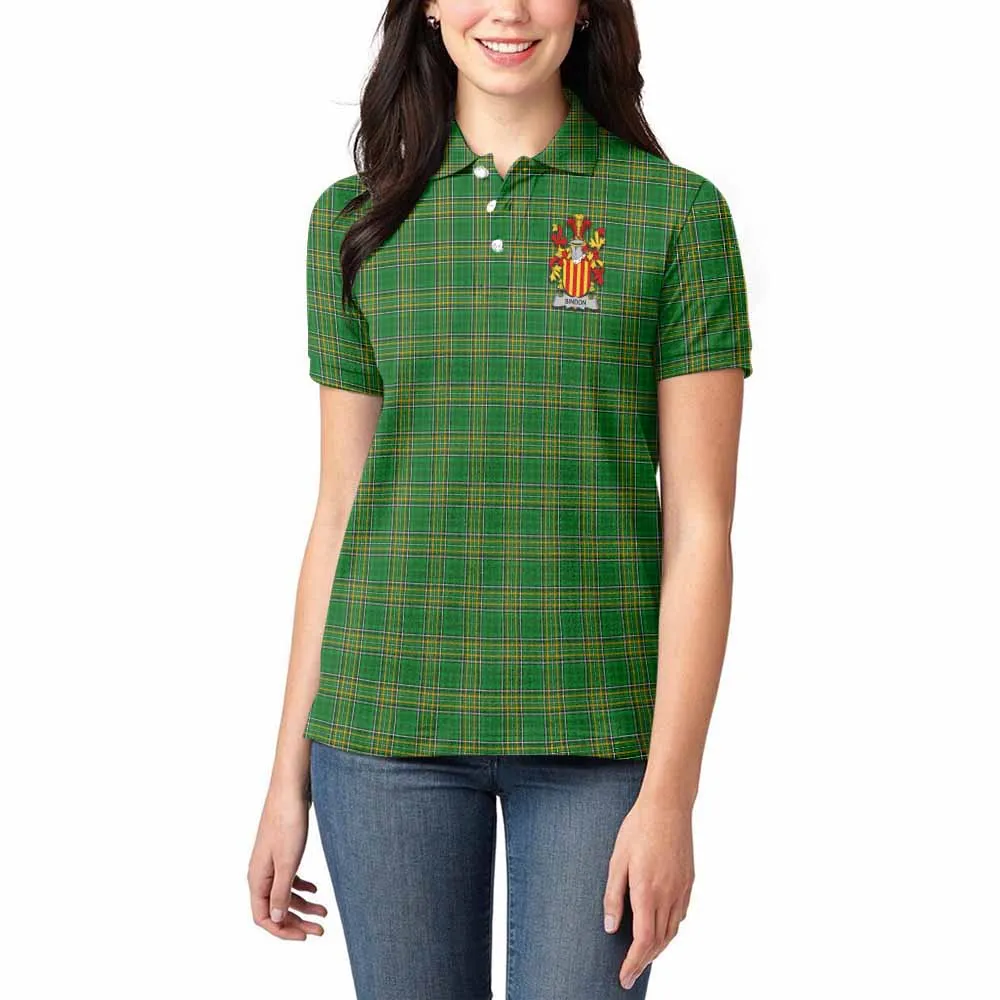 Bindon Irish Clan Tartan Women's Polo Shirt with Coat of Arms