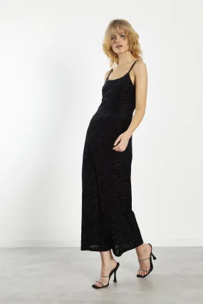 Black Velvet-Devore Bodycon Maxi-Dress