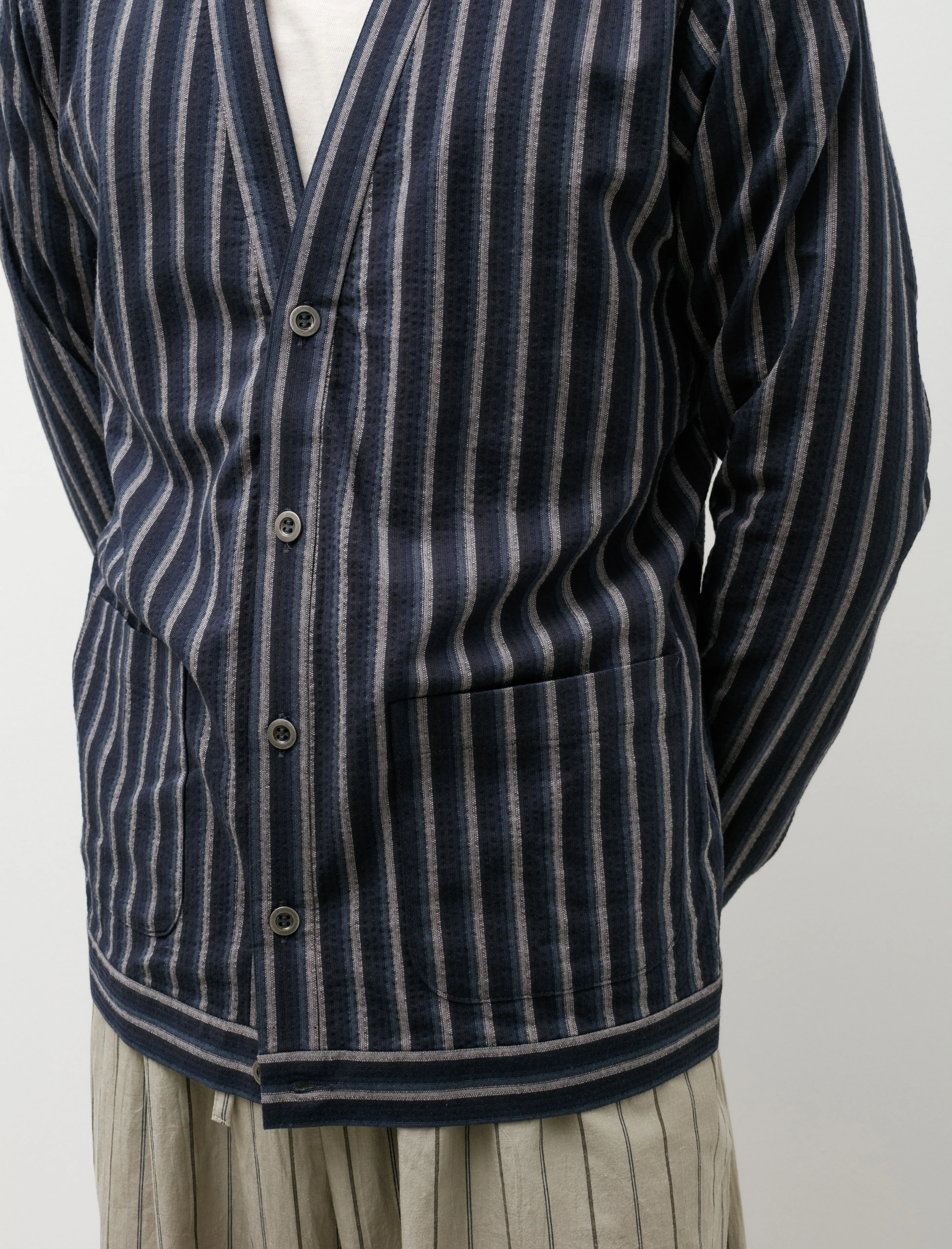 Blue Stripe Woven Cardigan