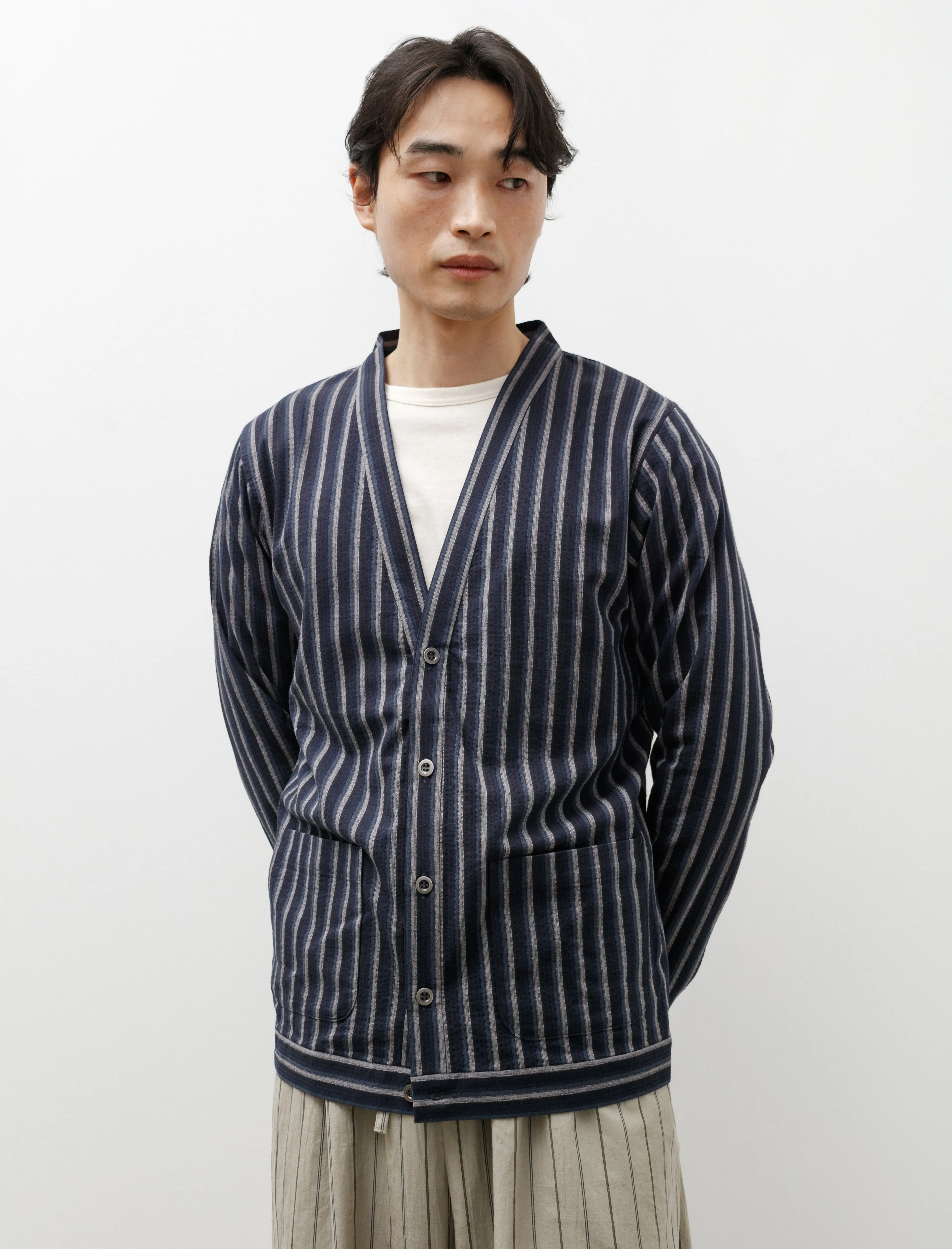 Blue Stripe Woven Cardigan