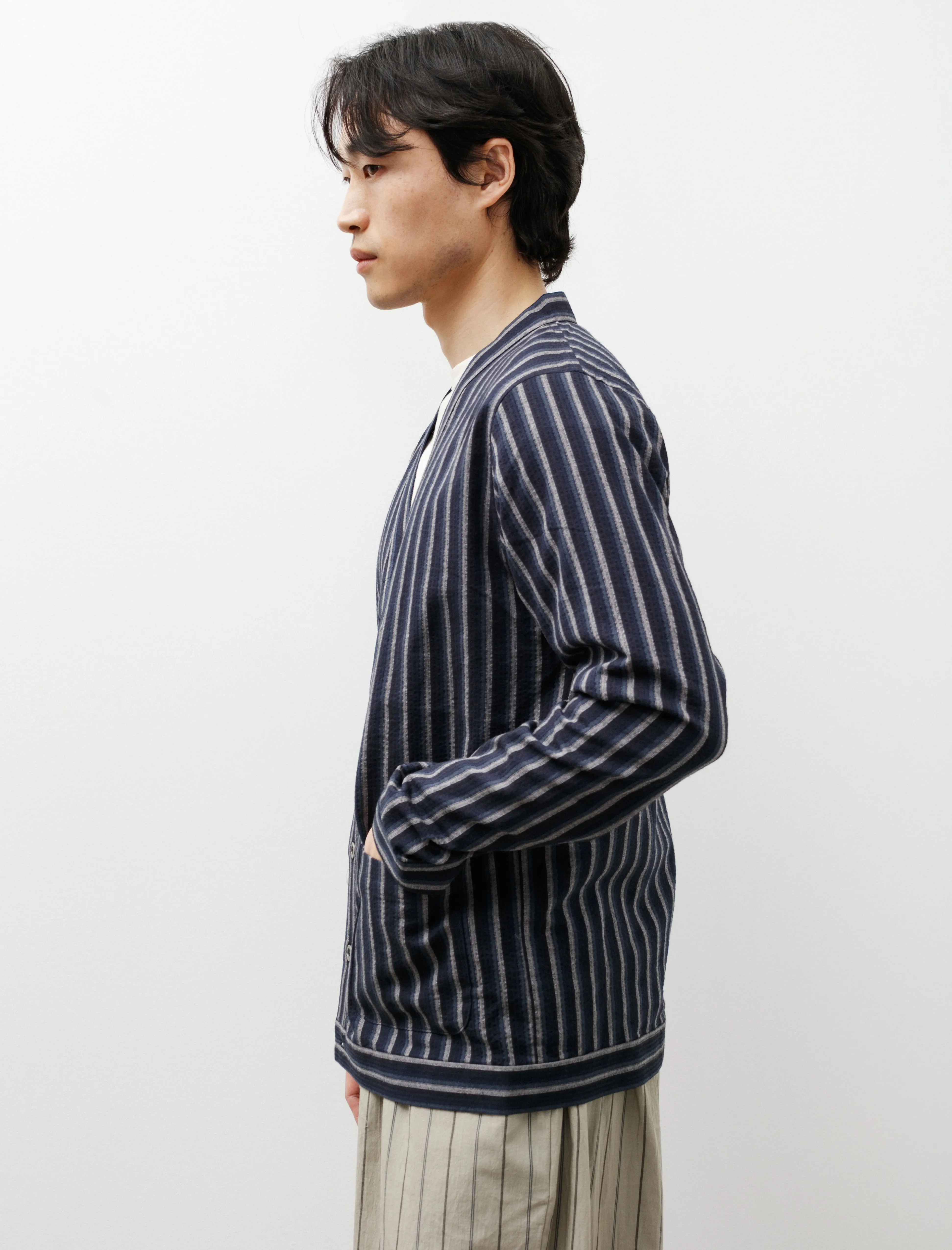 Blue Stripe Woven Cardigan