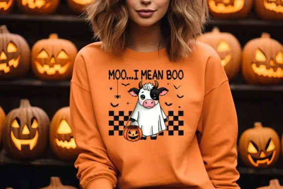 Boo I Mean Moo Halloween Cow Crewneck Sweatshirt