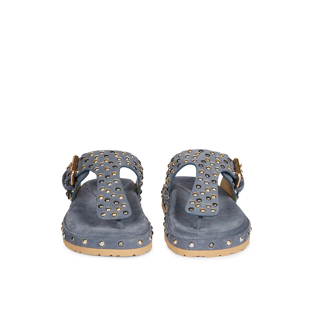 Boston Studded Buckle Denim Leather Sandal