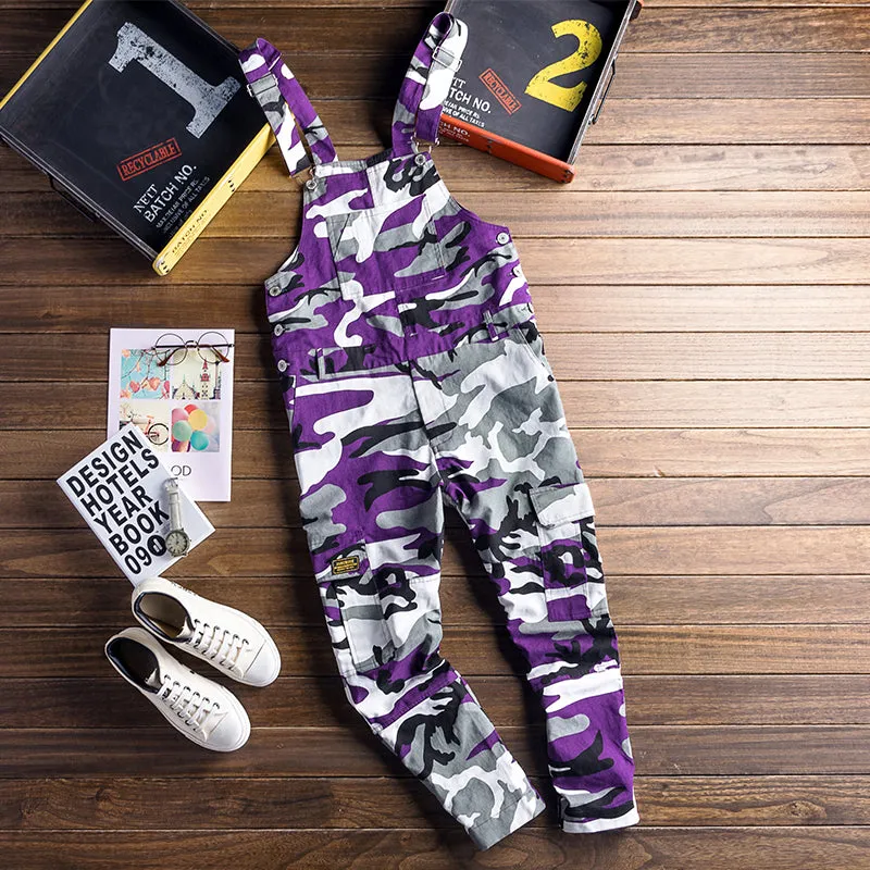 Bright Casual Camouflage Multi Pockets Men Overall Pants