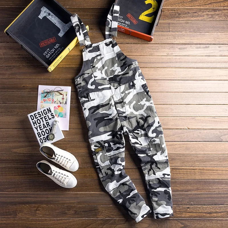 Bright Casual Camouflage Multi Pockets Men Overall Pants