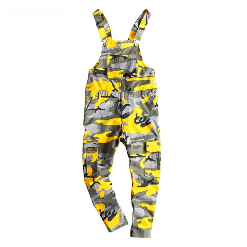 Bright Casual Camouflage Multi Pockets Men Overall Pants