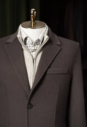 Brown Wool and Cashmere Single Breasted Overcoat Style No DBU9036