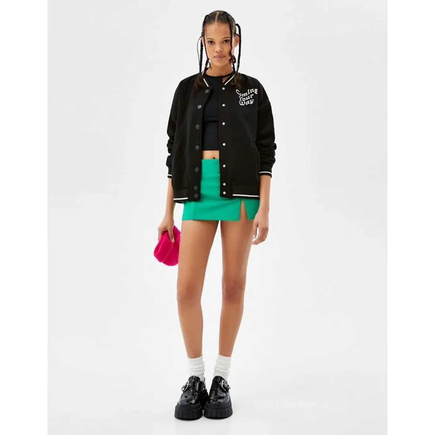 BSK Oversized Black Bomber Jacket