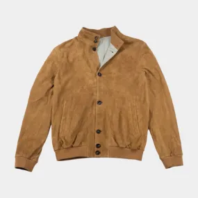 Camel Real Leather Suede Deck Bomber Jacket