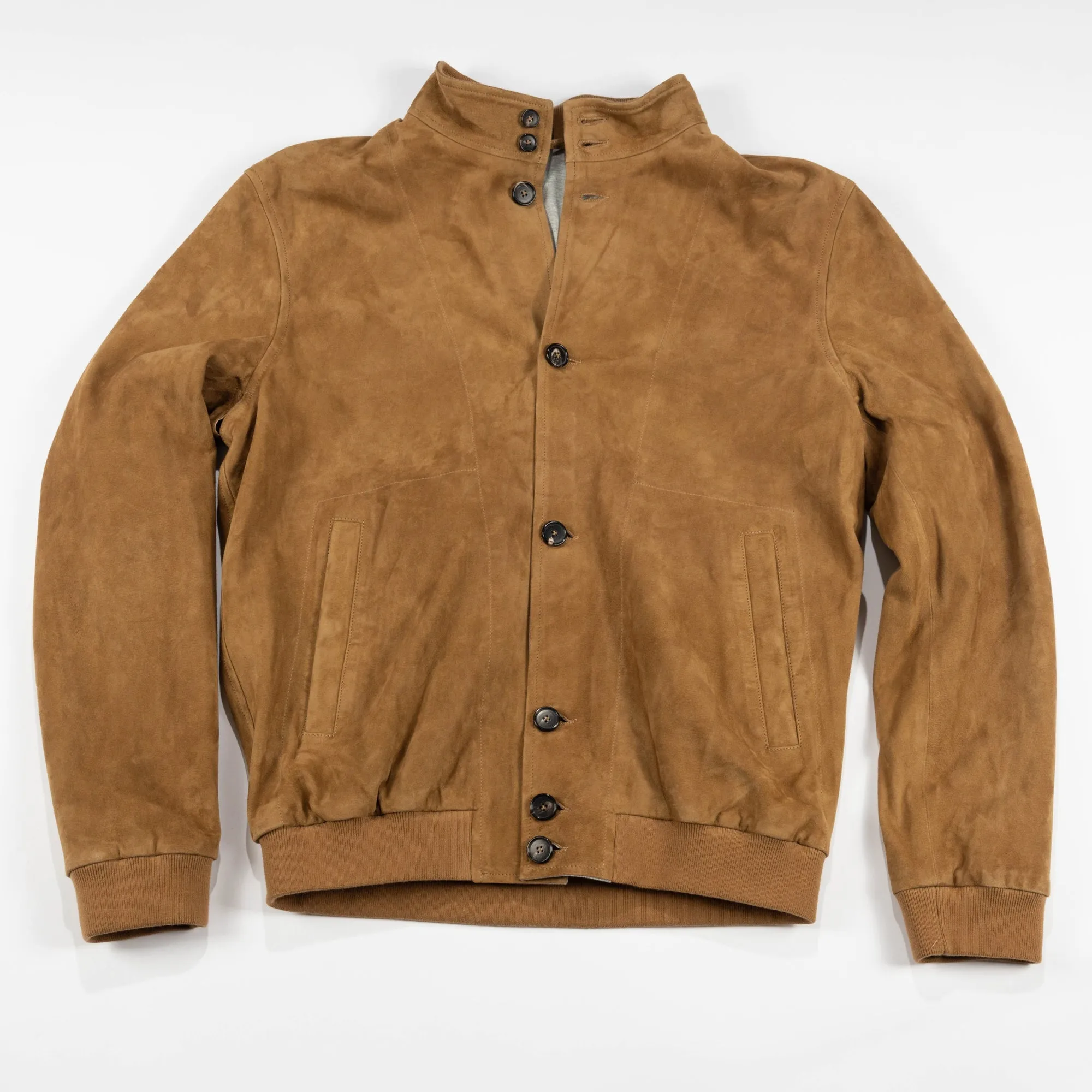 Camel Real Leather Suede Deck Bomber Jacket