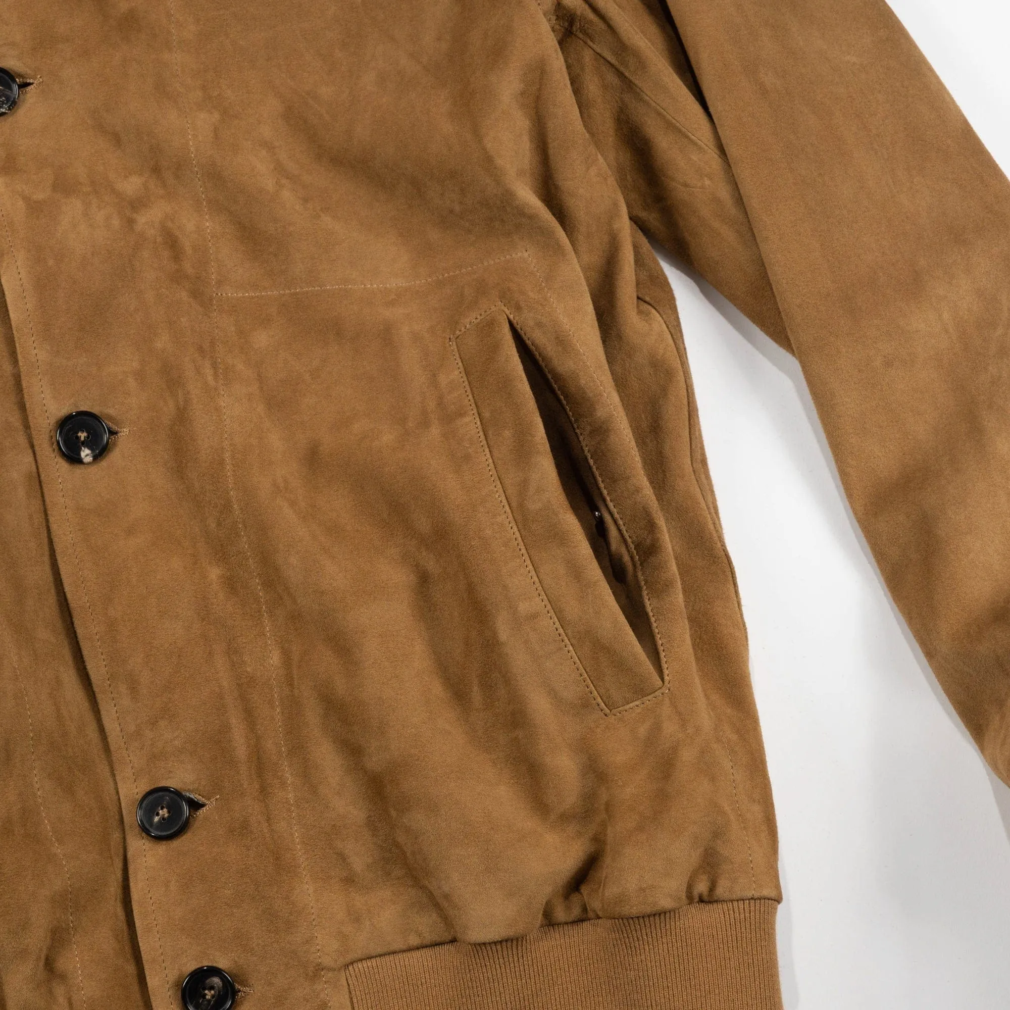 Camel Real Leather Suede Deck Bomber Jacket