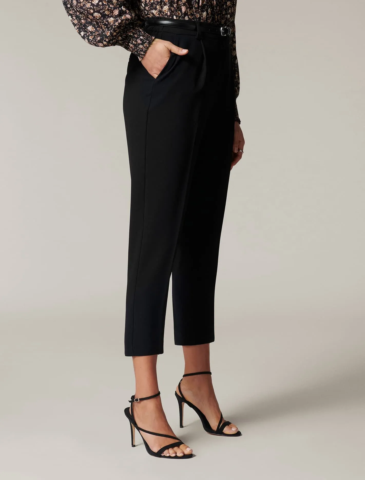 Carmen Petite Belted Tapered Pants