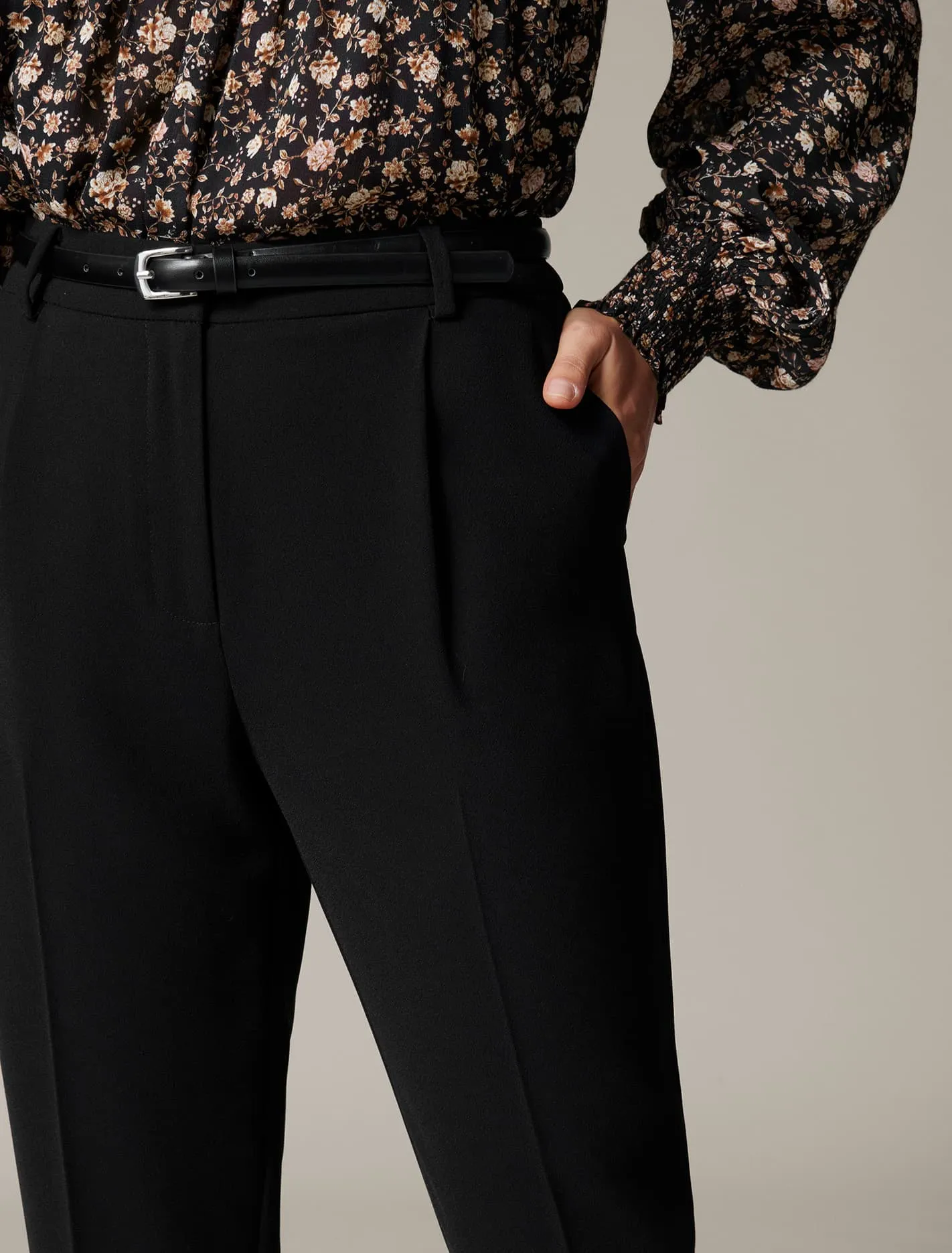 Carmen Petite Belted Tapered Pants