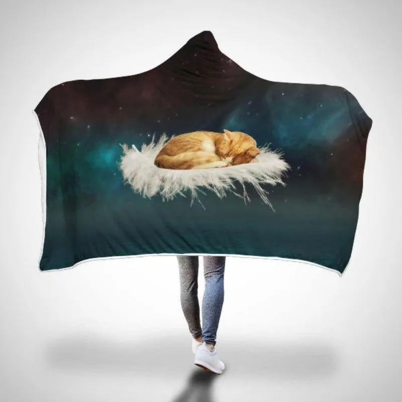 Cat Hooded Blanket Cute Cat Sleeping Gifts For Cat Lovers