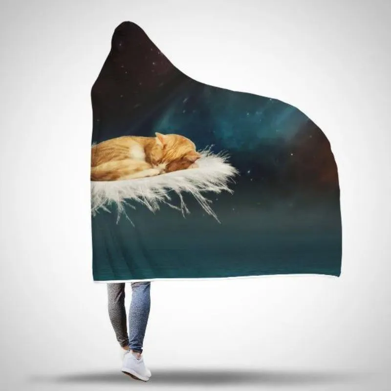 Cat Hooded Blanket Cute Cat Sleeping Gifts For Cat Lovers