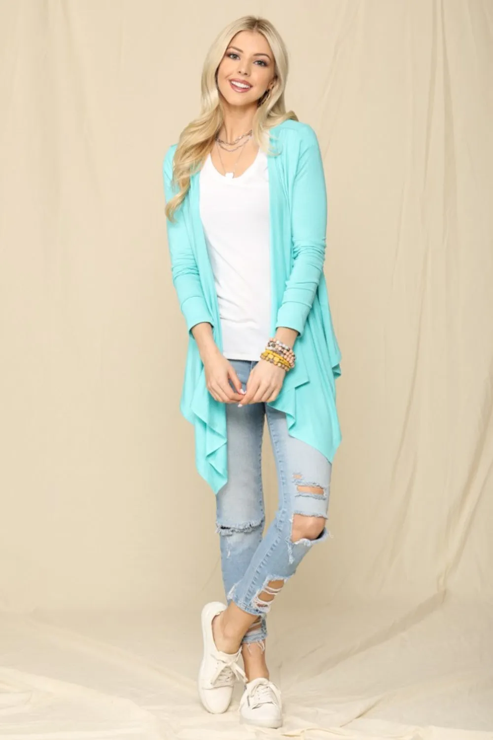 Celeste Full Size Open Front Knit Cardigan