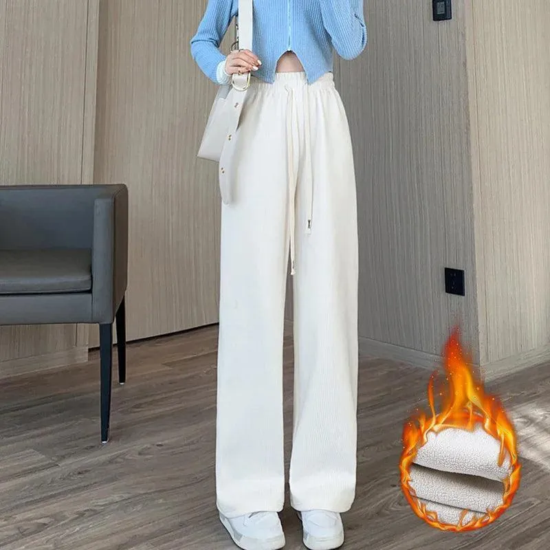 Chic Wide Leg Pants: Stylish Elastic Waist Trousers for Spring & Autumn