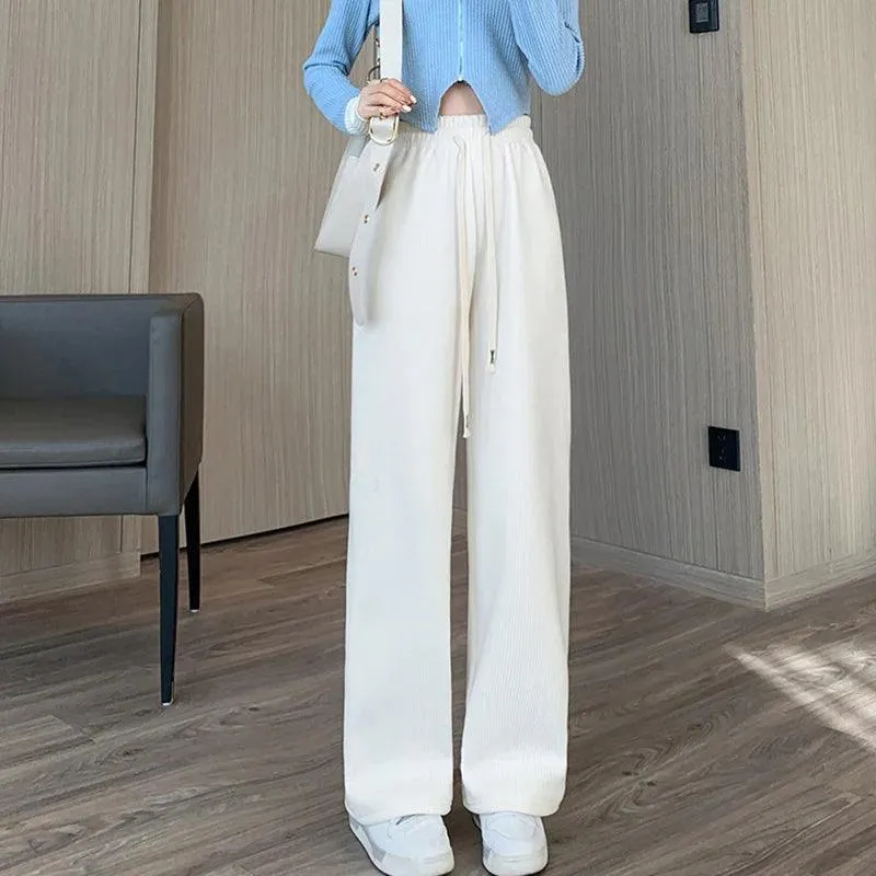 Chic Wide Leg Pants: Stylish Elastic Waist Trousers for Spring & Autumn