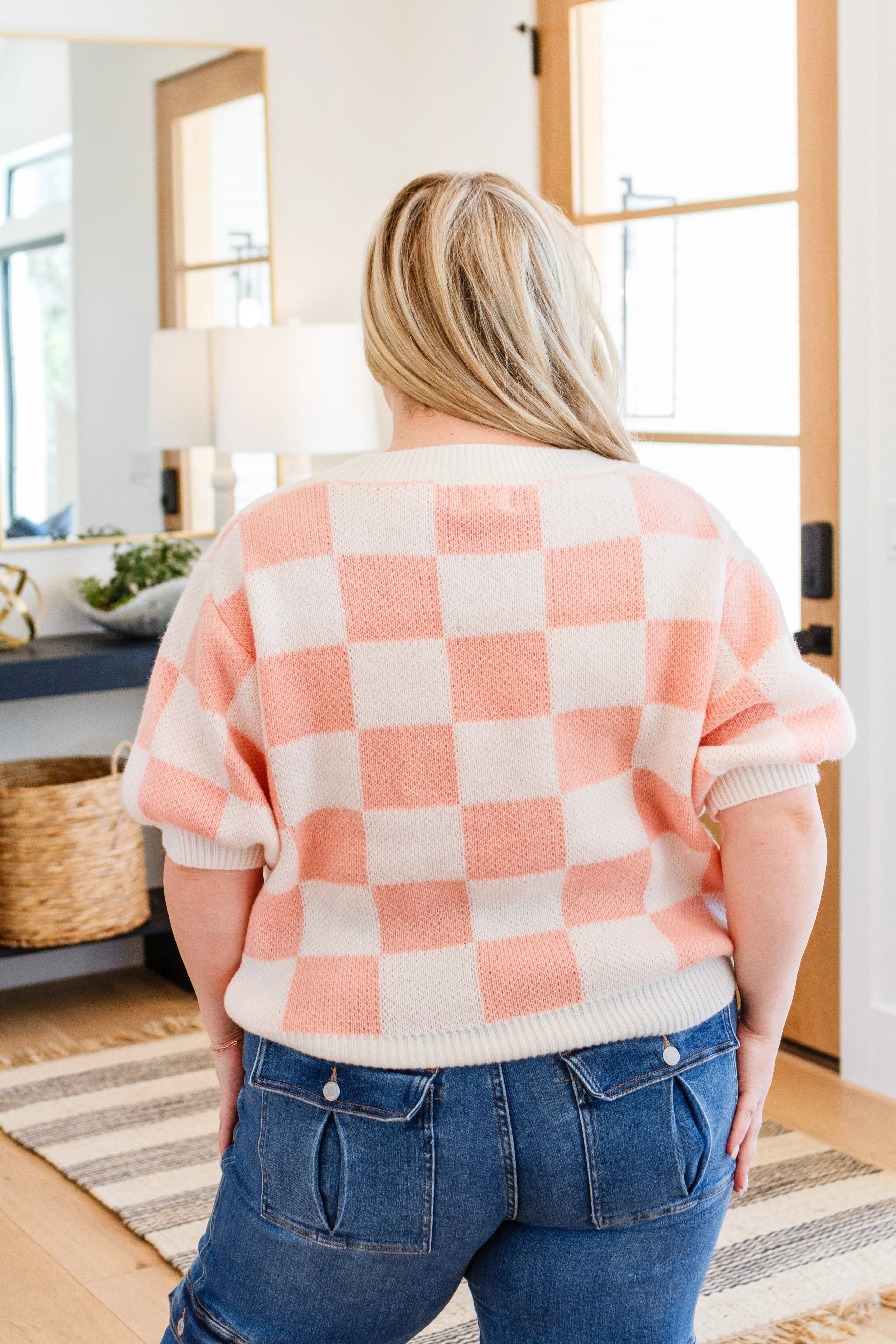 Chunky Knit Sweater Start Me Up Checkered Sweater