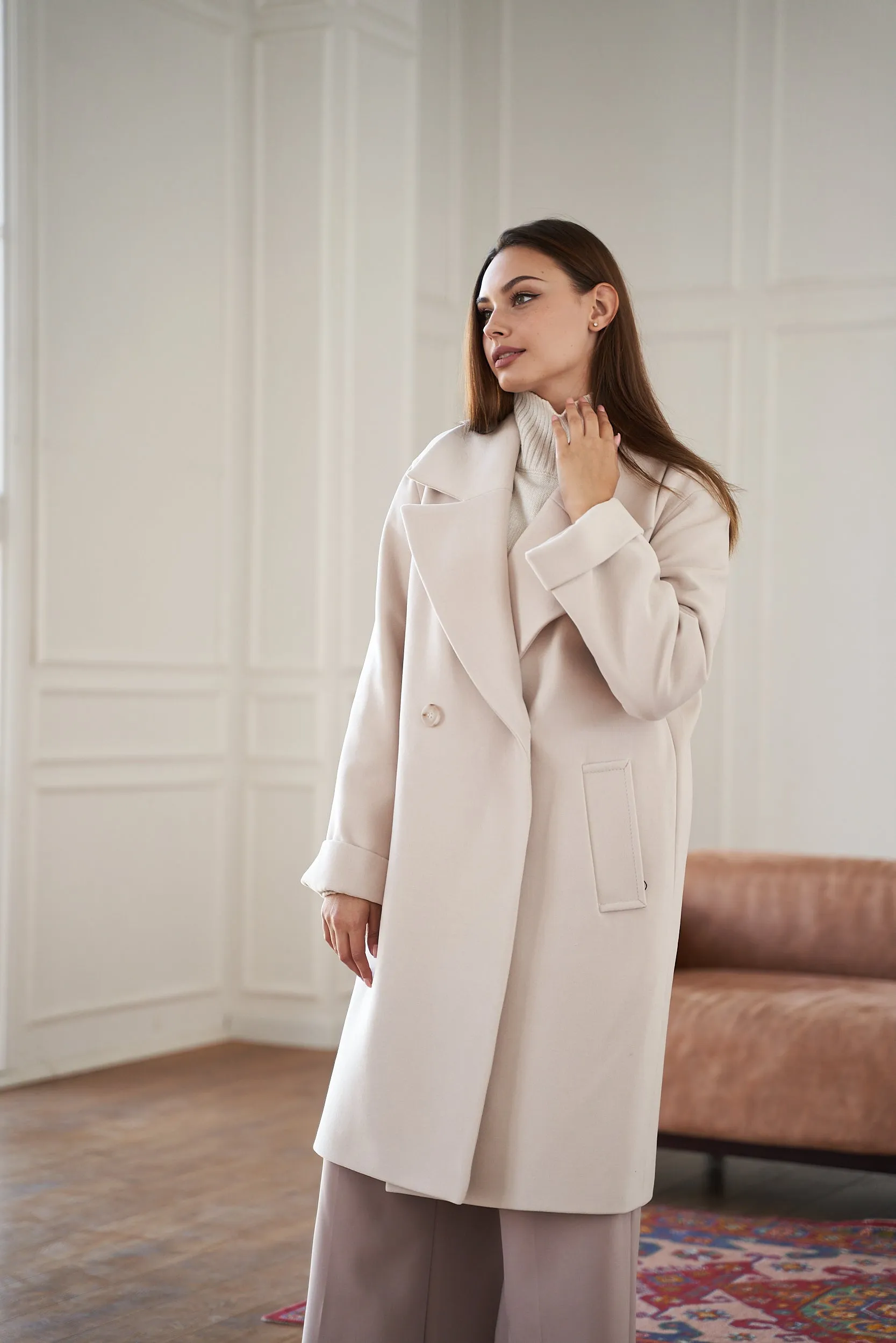 Cipriani Wool Blend Midi Overcoat