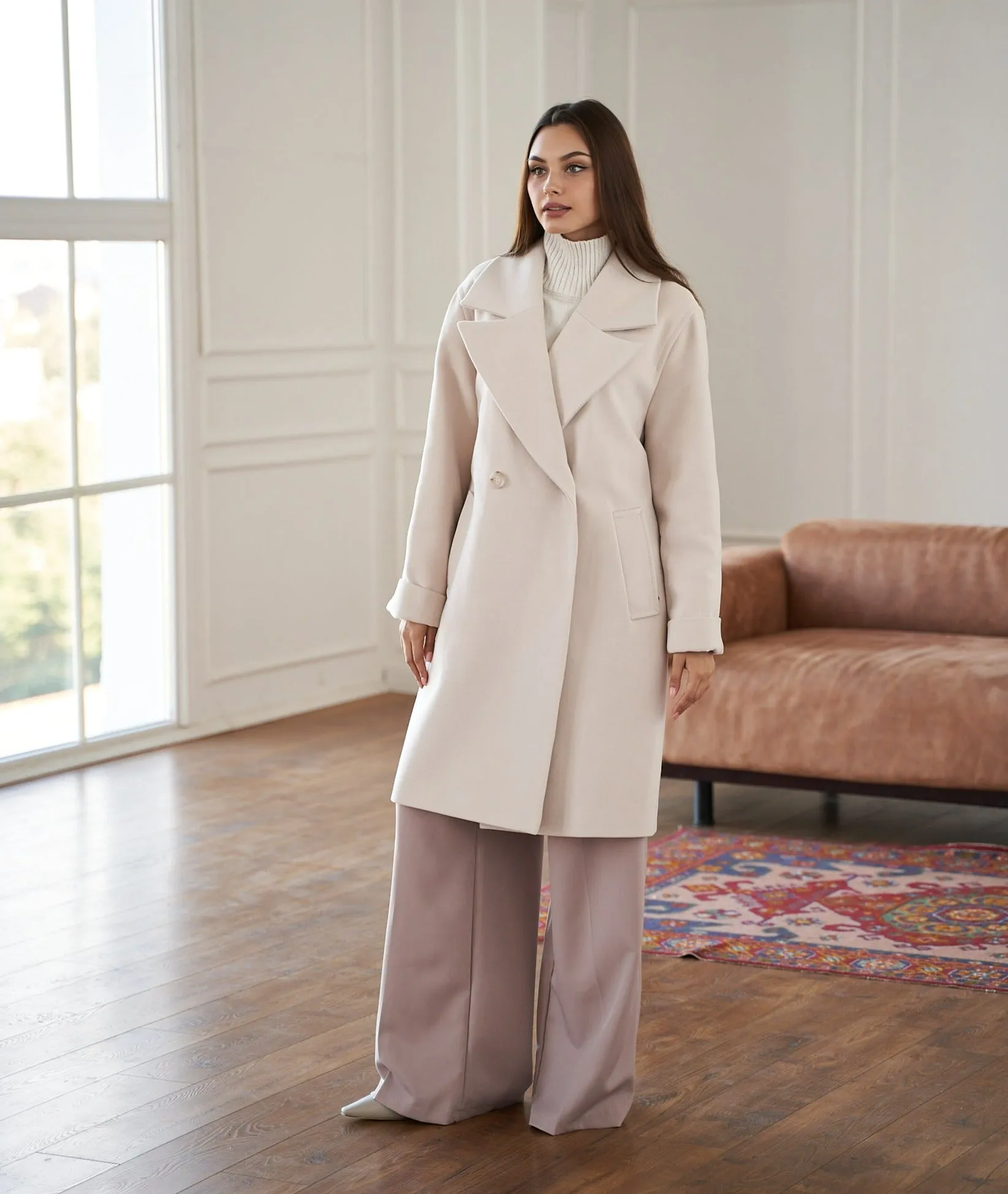 Cipriani Wool Blend Midi Overcoat