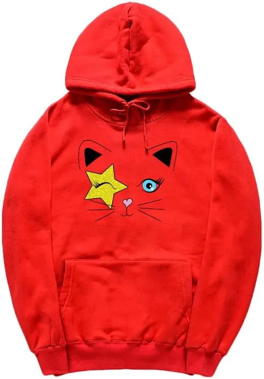 CORIRESHA Cat Lovers Hoodie Long Sleeve Drawstring Stars Teen Y2k Graphic Sweatshirt